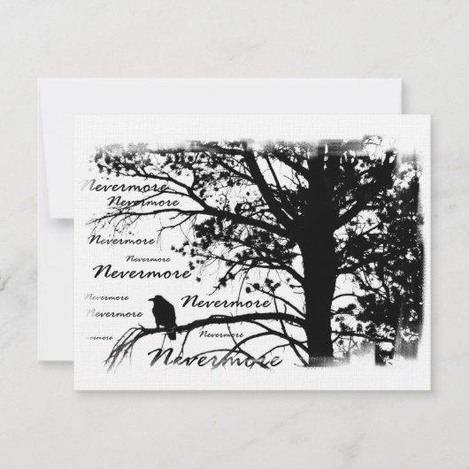 Black & White Nevermore Raven Silhouette Kaart (Voorkant)