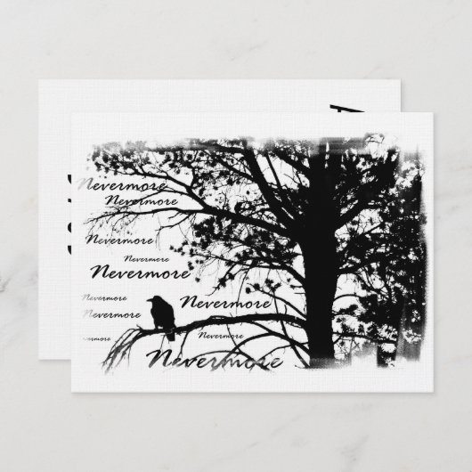 Black & White Nevermore Raven Silhouette Kaart (Voorkant / Achterkant)