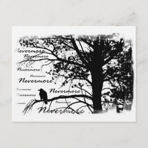 Black & White Nevermore Raven Silhouette Kaart