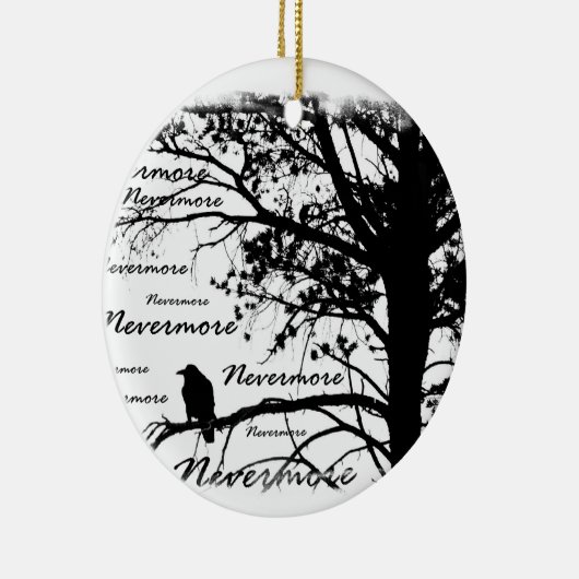 Black & White Nevermore Raven Silhouette Keramisch Ornament (Rechts)