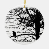 Black & White Nevermore Raven Silhouette Keramisch Ornament (Voorkant)