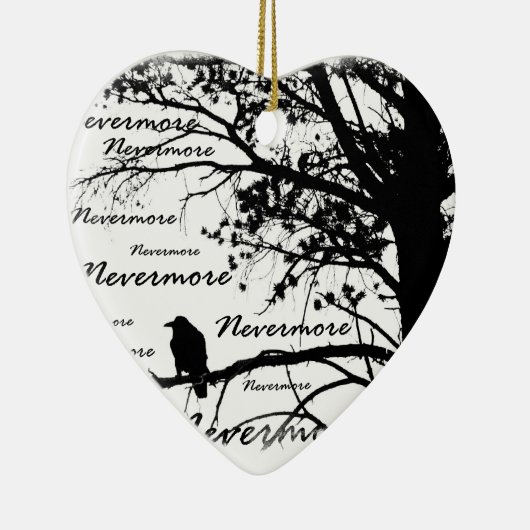 Black & White Nevermore Raven Silhouette Keramisch Ornament (Rechts)