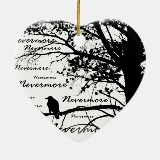 Black & White Nevermore Raven Silhouette Keramisch Ornament (Achterkant)