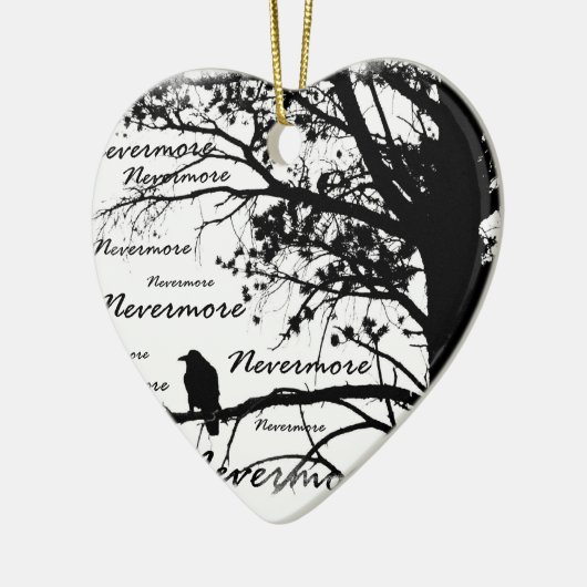 Black & White Nevermore Raven Silhouette Keramisch Ornament (Links)