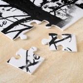 Black & White Nevermore Raven Silhouette Legpuzzel (Zijkant)