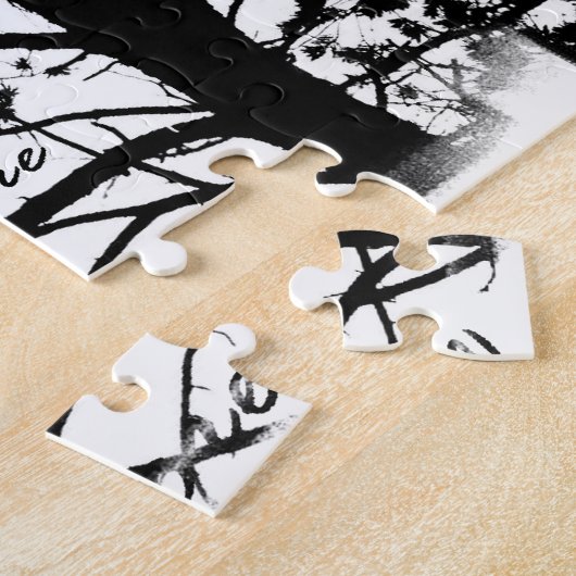 Black & White Nevermore Raven Silhouette Legpuzzel (Zijkant)