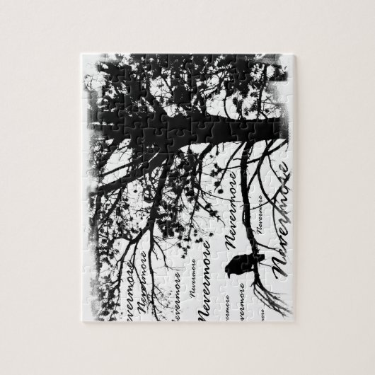 Black & White Nevermore Raven Silhouette Legpuzzel (Verticaal)