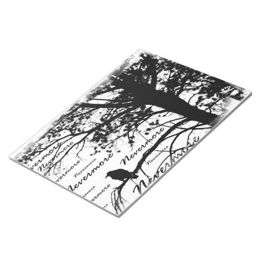Black & White Nevermore Raven Silhouette Notitieblok (Schuin)