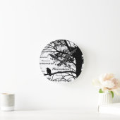 Black & White Nevermore Raven Silhouette Ronde Klok (Huis)