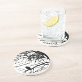 Black & White Nevermore Raven Silhouette Zandsteen Onderzetter (Zijkant)