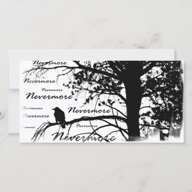 Black & White Nevermore Silhouette Raven (Voorkant)