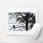 Black & White Nevermore Silhouette Raven Muismat (Met muis)