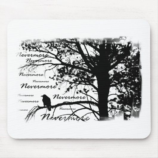 Black & White Nevermore Silhouette Raven Muismat (Voorkant)