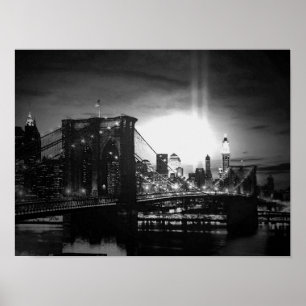 Black White New York City Brooklyn Bridge Poster