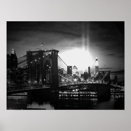 Black White New York City Brooklyn Bridge Poster (Voorkant)