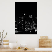 Black & White New York City Brooklyn Bridge Poster (Keuken)