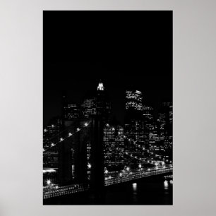Black & White New York City Brooklyn Bridge Poster
