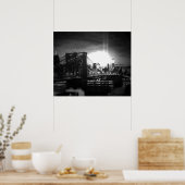 Black & White New York City Brooklyn Bridge Poster (Keuken)