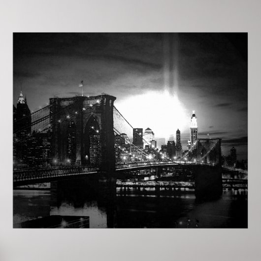 Black & White New York City Brooklyn Bridge Poster (Voorkant)