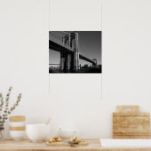 Black & White New York City Brooklyn Bridge Poster (Keuken)
