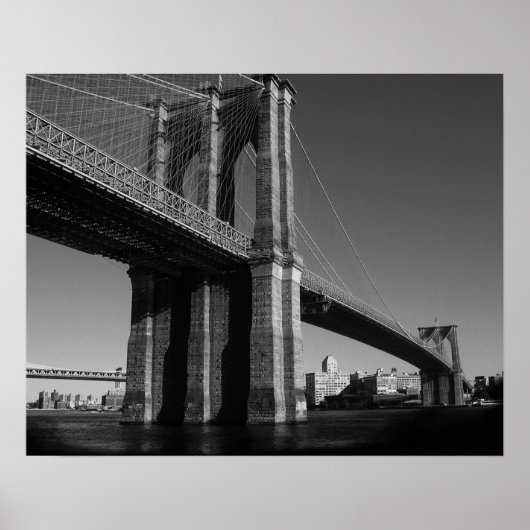 Black & White New York City Brooklyn Bridge Poster (Voorkant)