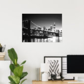 Black White New York City Brooklyn Bridge Poster (Thuiskantoor)
