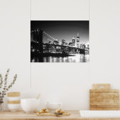 Black White New York City Brooklyn Bridge Poster (Keuken)