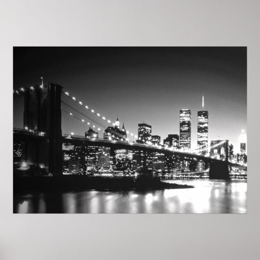 Black White New York City Brooklyn Bridge Poster (Voorkant)