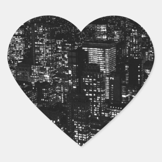 Black & White New York City Hart Sticker (Voorkant)