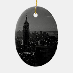 Black White New York City Keramisch Ornament