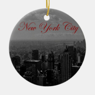 Black White New York City Keramisch Ornament