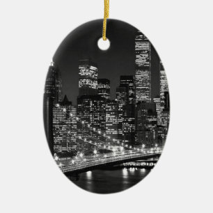 Black & White New York City Keramisch Ornament