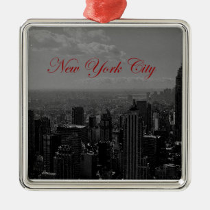 Black White New York City Metalen Ornament