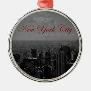 Black White New York City Metalen Ornament