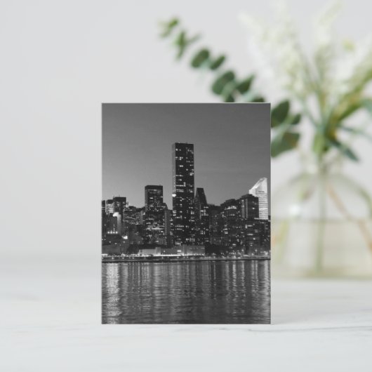 Black White New York City nacht Briefkaart (Staand voorkant)