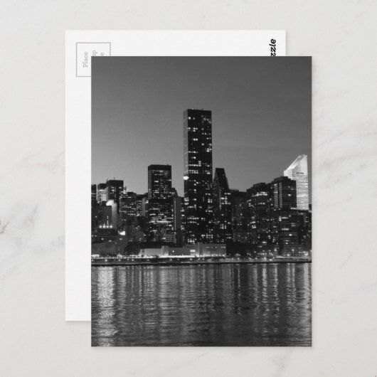 Black White New York City nacht Briefkaart (Voorkant / Achterkant)