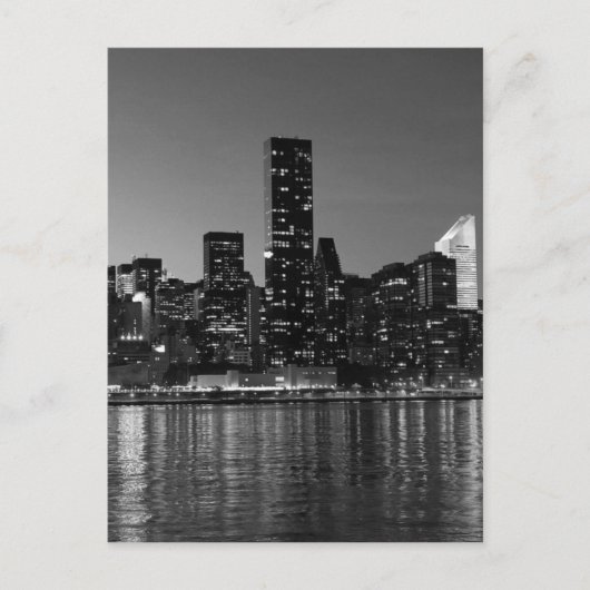 Black White New York City nacht Briefkaart (Voorkant)