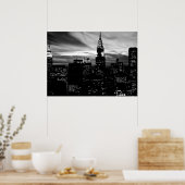 Black White New York City nacht Poster (Keuken)