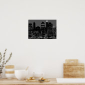 Black White New York City nacht Poster (Keuken)