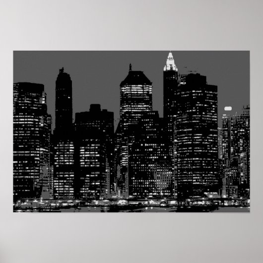Black White New York City nacht Poster (Voorkant)