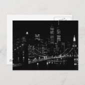 Black & White New York City Night Briefkaart (Voorkant / Achterkant)