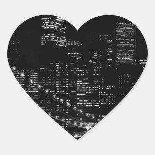 Black & White New York City Night Hart Sticker