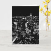 Black & White New York City Night Kaart (Gele Bloem)