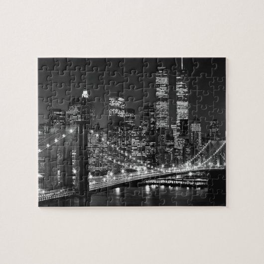 Black & White New York City Night Legpuzzel (Horizontaal)