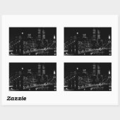 Black & White New York City Night Rechthoekige Sticker (Vel)
