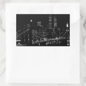 Black & White New York City Night Rechthoekige Sticker (Tas)