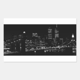 Black & White New York City Night Rechthoekige Sticker