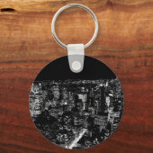 Black & White New York City Night Sleutelhanger (Voorkant)