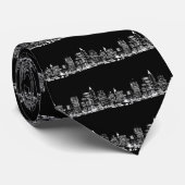 Black & White New York City Night Stropdas (Opgerold)