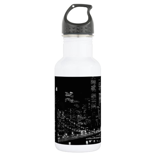 Black & White New York City Night Waterfles (Voorkant)